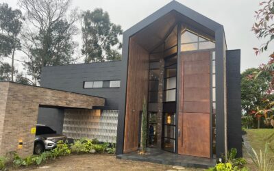 New, Two Level Gated Envigado Home With High Ceilings, Modern Design, Interior Stonework & Gardens, Island Kitchen & High-End Appliances