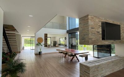 title Two Level 6 BR El Retiro Luxury Gated Home With Open Concept, Fireplace, Interior Gardens, Stonework, Huge Terrace and Jacuzzi,